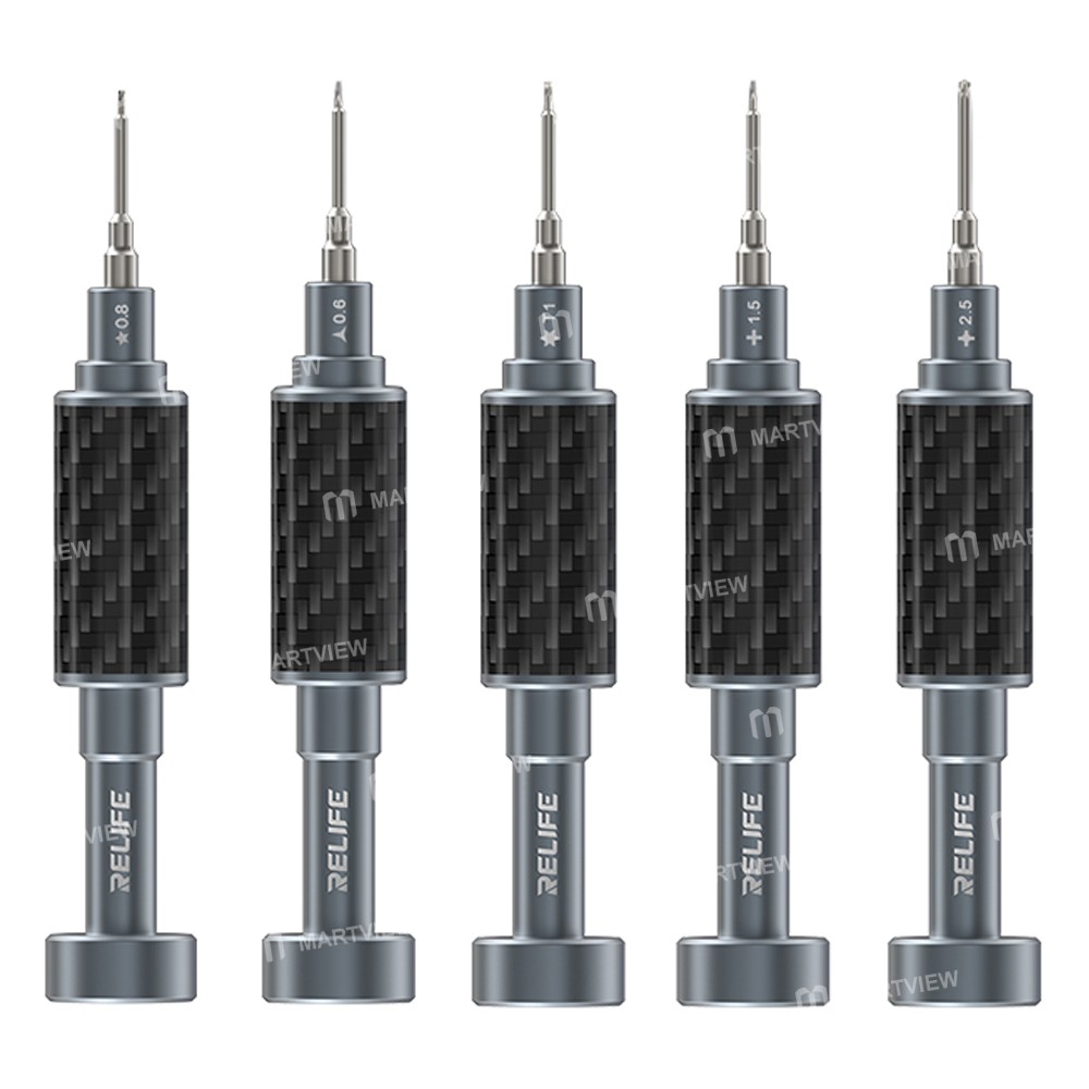 relife rl-729a-steel-cannon-king-5-in-1-carbon-fiber-finish-s2-steel-2d-screwdriver-set-1