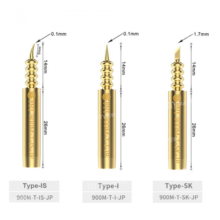 BEST 900M-T-JP Series Pagoda Type Oxygen-free Copper Solder Iron Tips for 936 Soldering Station - 3P
