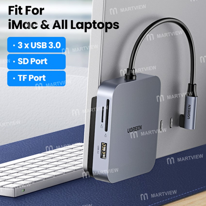 Ugreen CM521 Magnetic 5-in-1 USB 3.0 to TF / SD Card Type-C HUB for iMac All-in-one