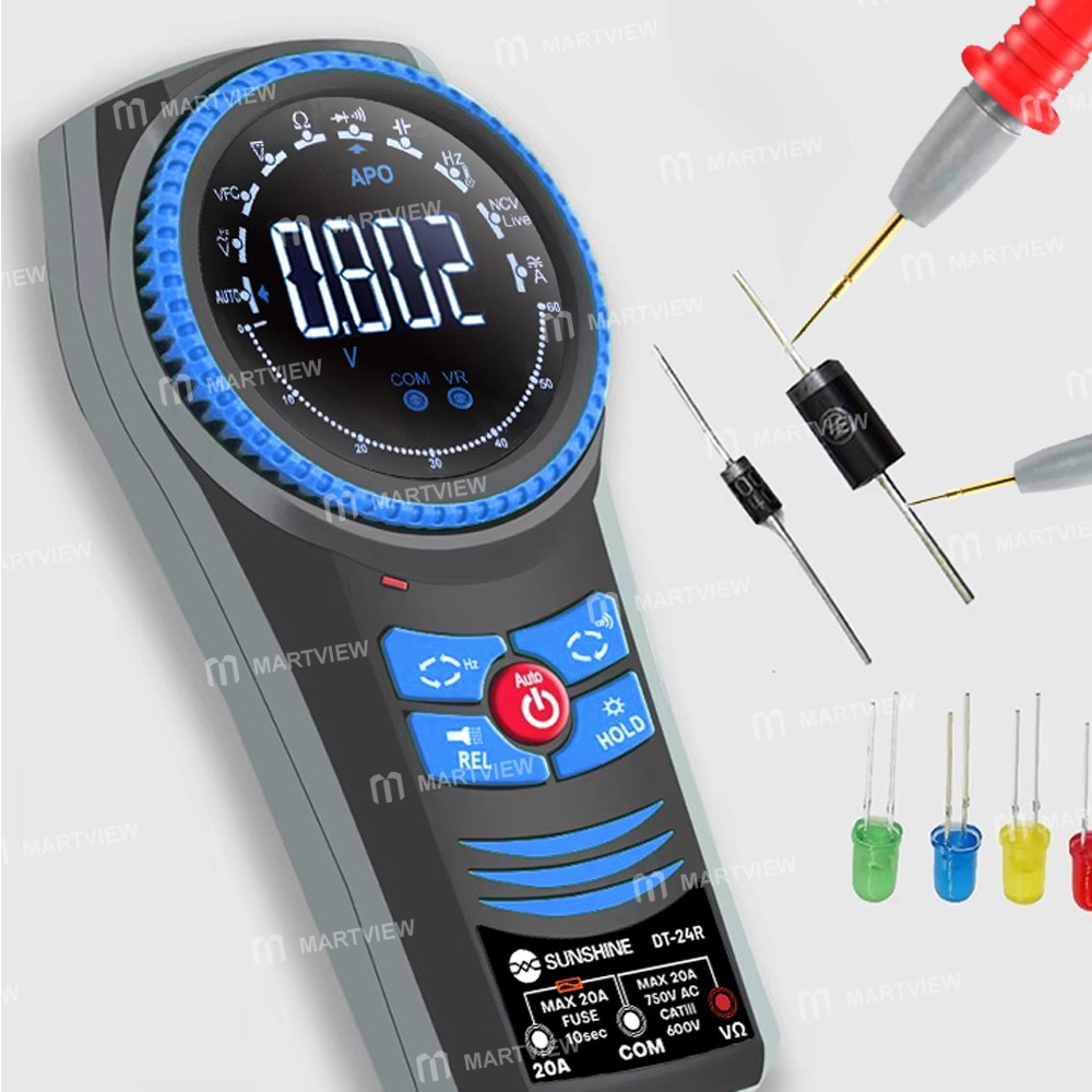 sunshine dt-24r-true-rms-smart-color-screen-rotary-dial-multimeter-with-ncv-live-temp-test-10
