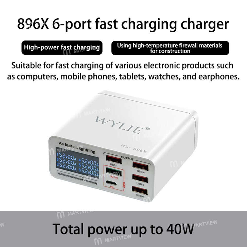 wylie wl-896x-40w-multi-port-usb-portable-digital-display-fast-charger-supports-qc30-pd31-4