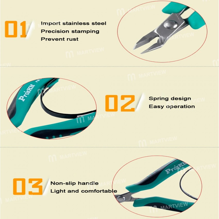 Pro'sKit PM-396F Professional Diagonal Pliers for Cable Side Cutting Repair