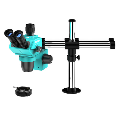 RF4 RF-FO22D 6.5-65X Zoom Trinocular Stereo Microscope with FO22 Double Arm Microscope Bracket