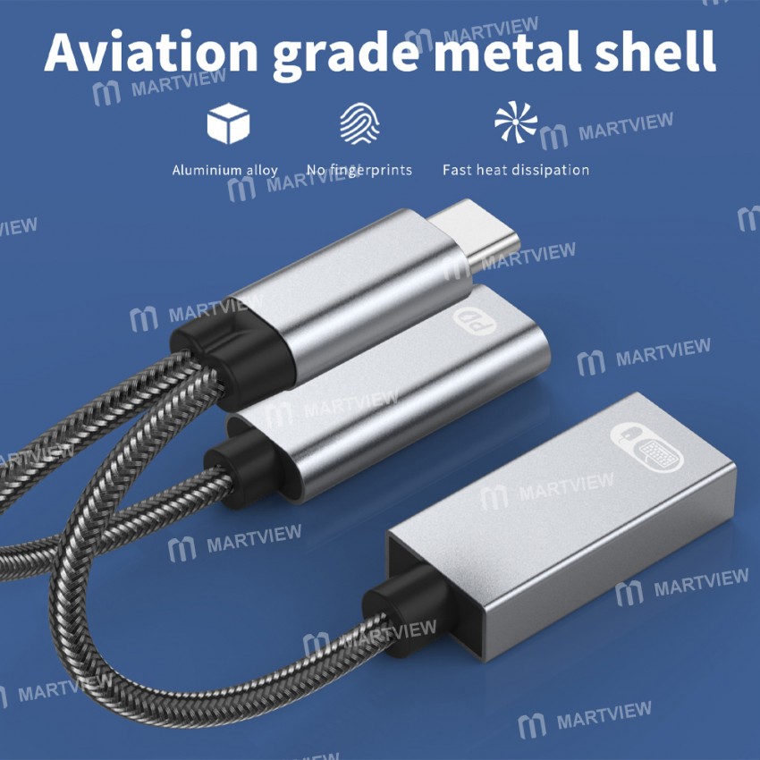 2-in-1 Multifunction Dual Port Type-C OTG Adapter Cable
