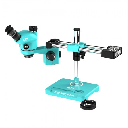 RF4 RF-FO33C (7050Pro) 7-50X Synchronous Zoom Trinocular Stereo Microscope with Large Double Arm Base