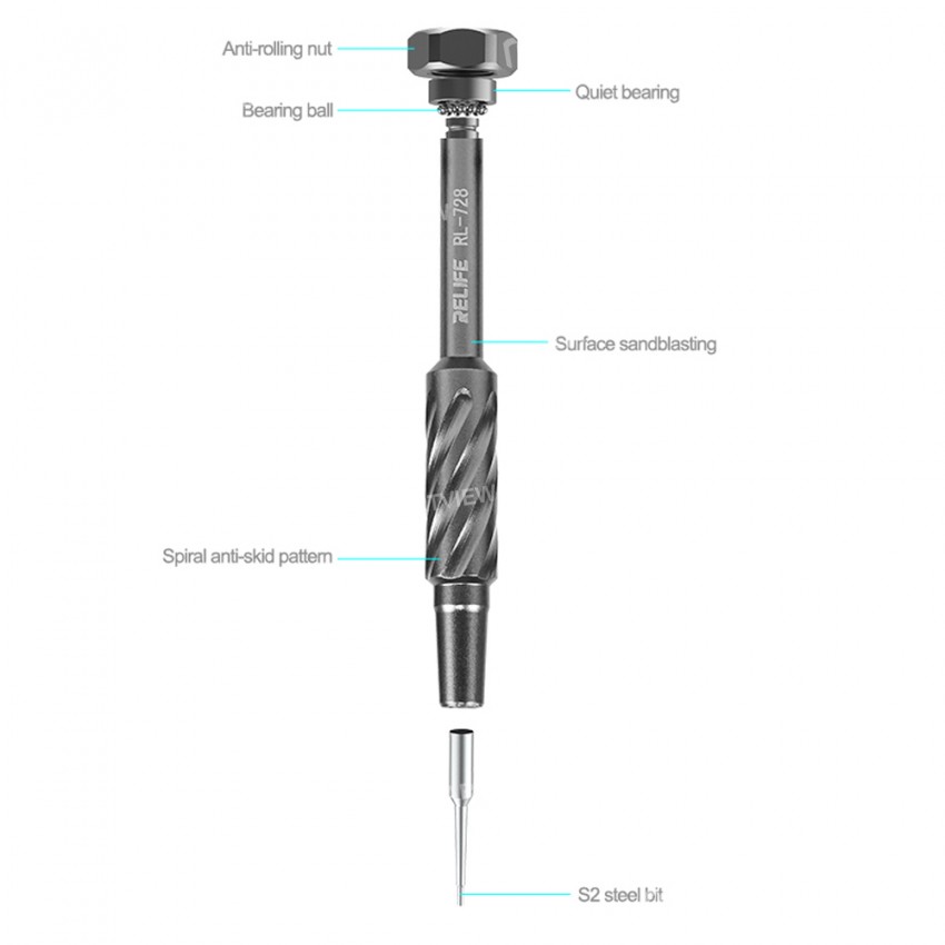 Relife RL-728B Strong Magnetic Adsorption S2 Bits Screwdriver Set for Laptop Motherboard Repair