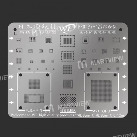 WL Multi-Function BGA Reballing Stencil Plant Tin Steel Net for iPad Pro 9.7'' 12.9''
