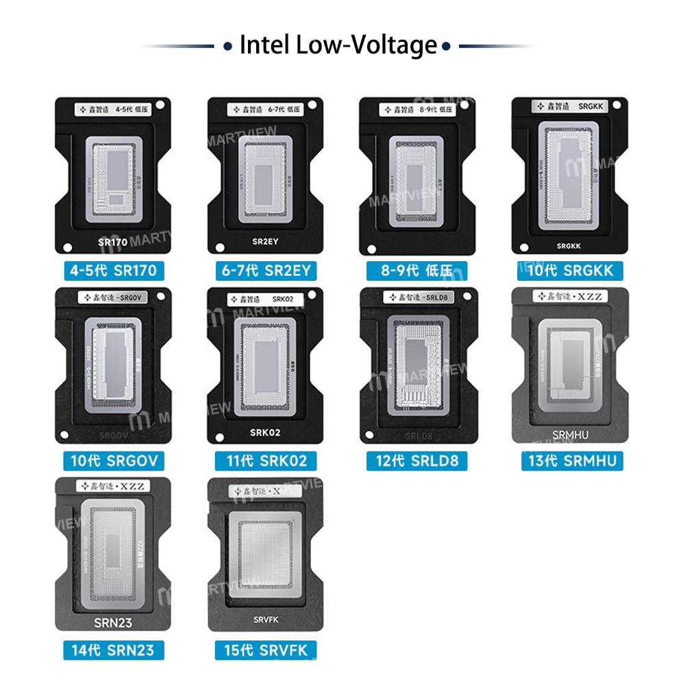 xzz 45-in-1-intel-low-voltage-intel-standard-voltage-southbridge-pch-amd-cpu-bga-reballing-stencil-p