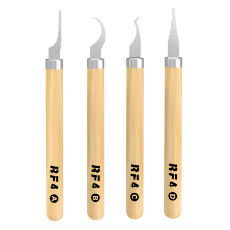 RF4 RF-KH15 4-in-1 Multifunctional Wooden Handle Ultra Thin Knife Set for Motherboard Repair - 50Pcs