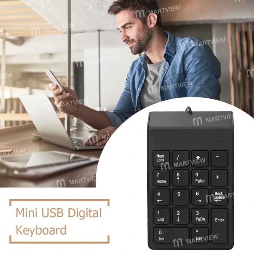Portable 18 Keys USB Wired Driver-free Mini Digital Keyboard for Desktop Laptop