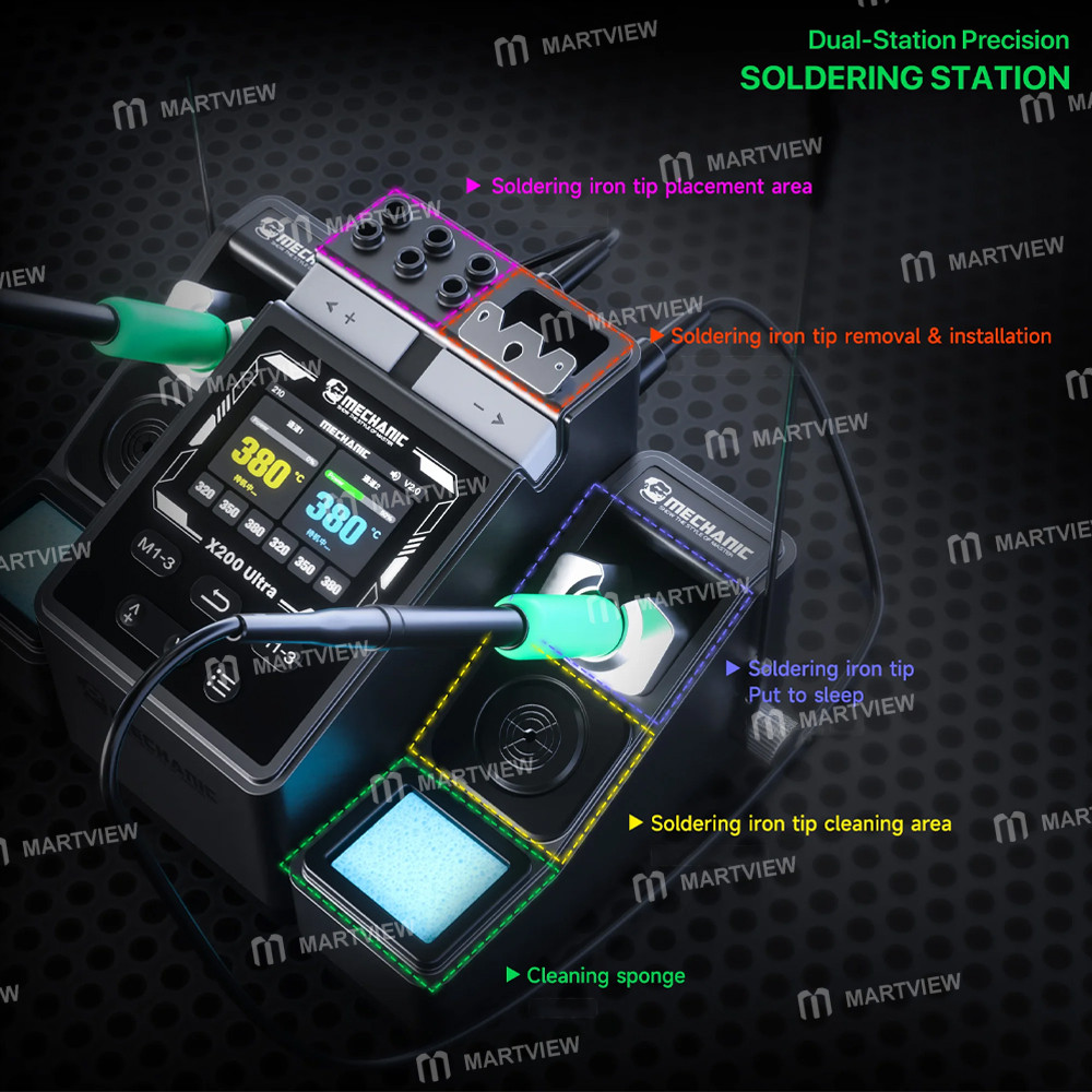 mechanic x200-ultra-pen-style-smart-temperature-adjustable-dual-station-soldering-station-8