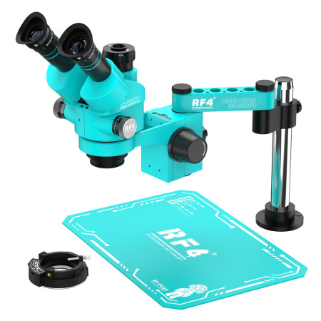 RF4 RF-6558PRO-FO18-PO23 6.5-58X Trinocular Stereo Microscope with FO18 Swing Arm Stand & PO23 Silicone Pad