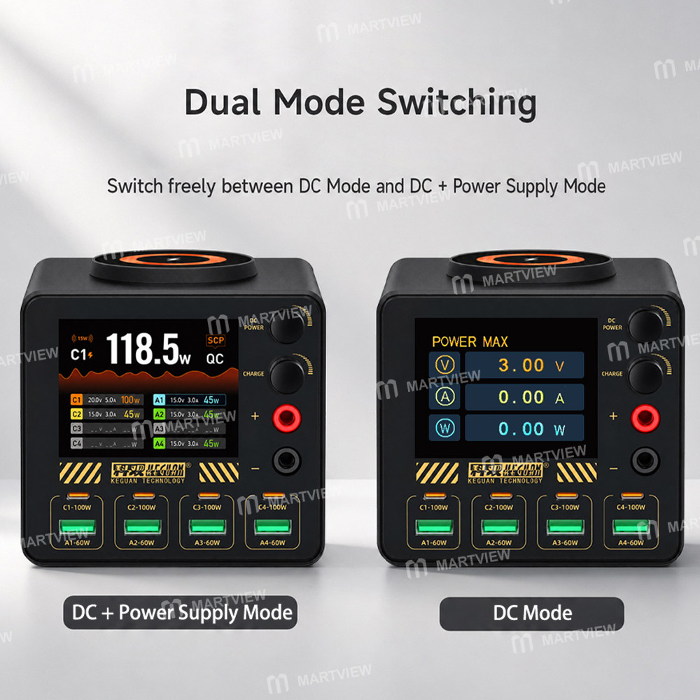 keguan kg-d8-pro-dual-mode-dc-power-supply-fast-charging-station-supports-15w-wireless-charging-4