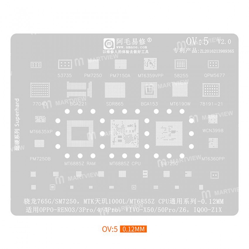 amaoe ov-series-8-in-1-012mm-bga-reballing-stencil-set-for-oppo-realme-vivo-iqoo-5