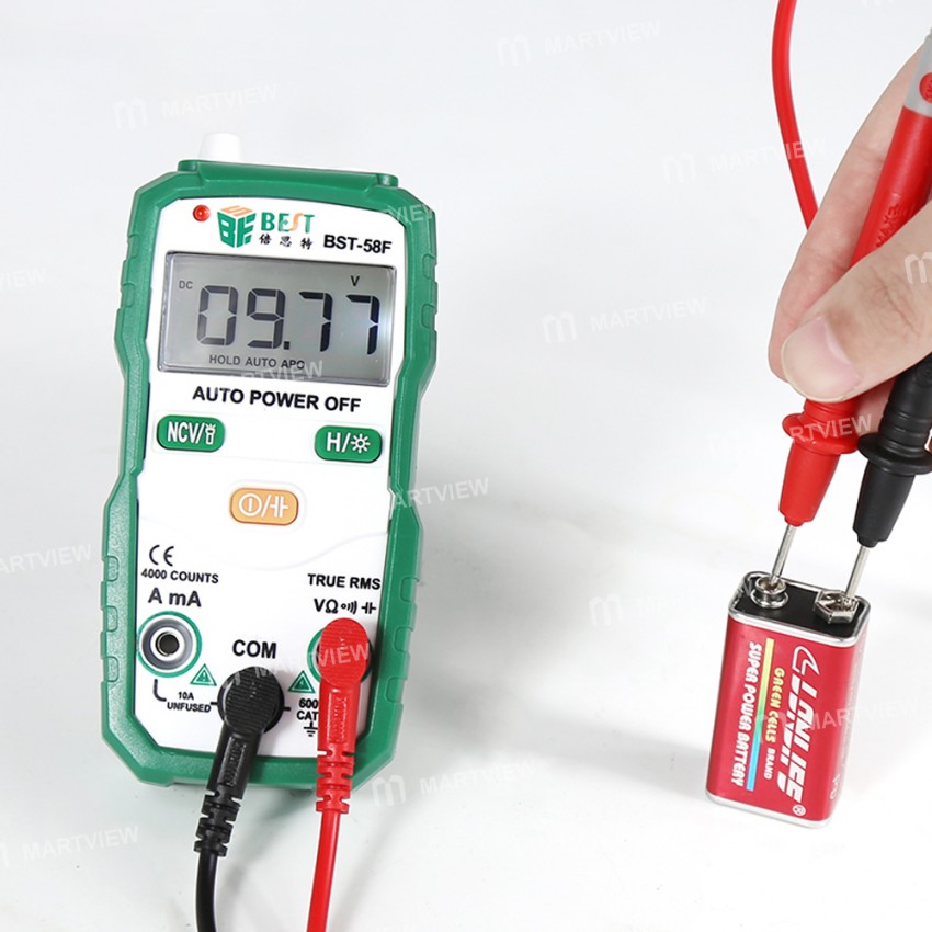 BST-58F Portable 9999 Auto Ranging True - RMS Multimeter with Digital Display