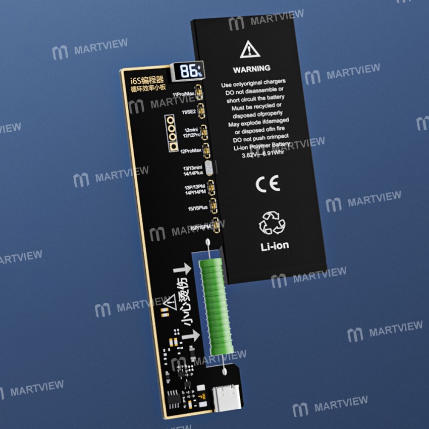 i2c i6s-battery-efficiency-cycle-repair-board-with-led-display-for-iphone-11-to-15pro-max-4