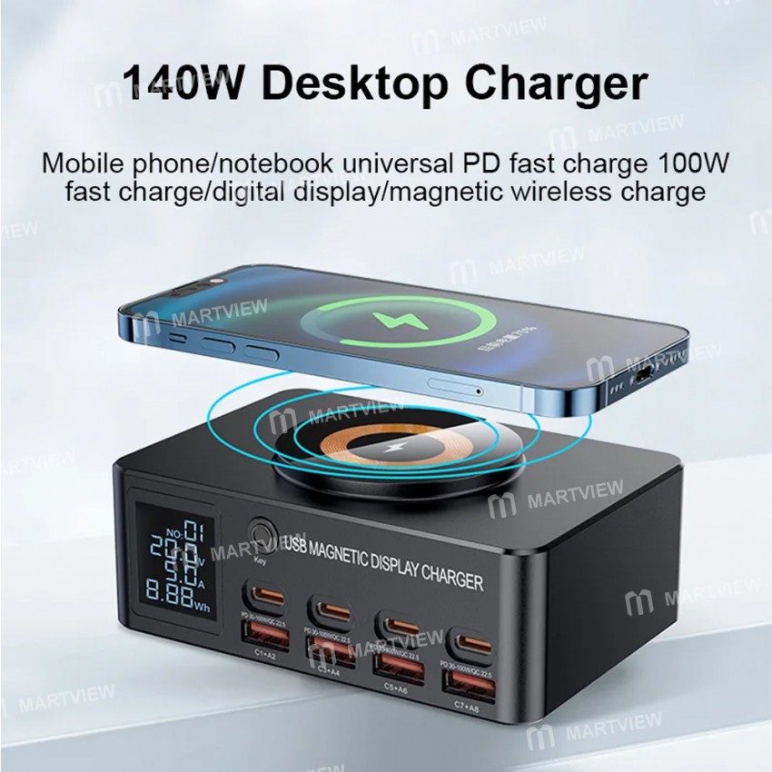 wlx 818dp-140w-8-port-pdqc30-multi-device-desktop-charger-with-wireless-charging-2