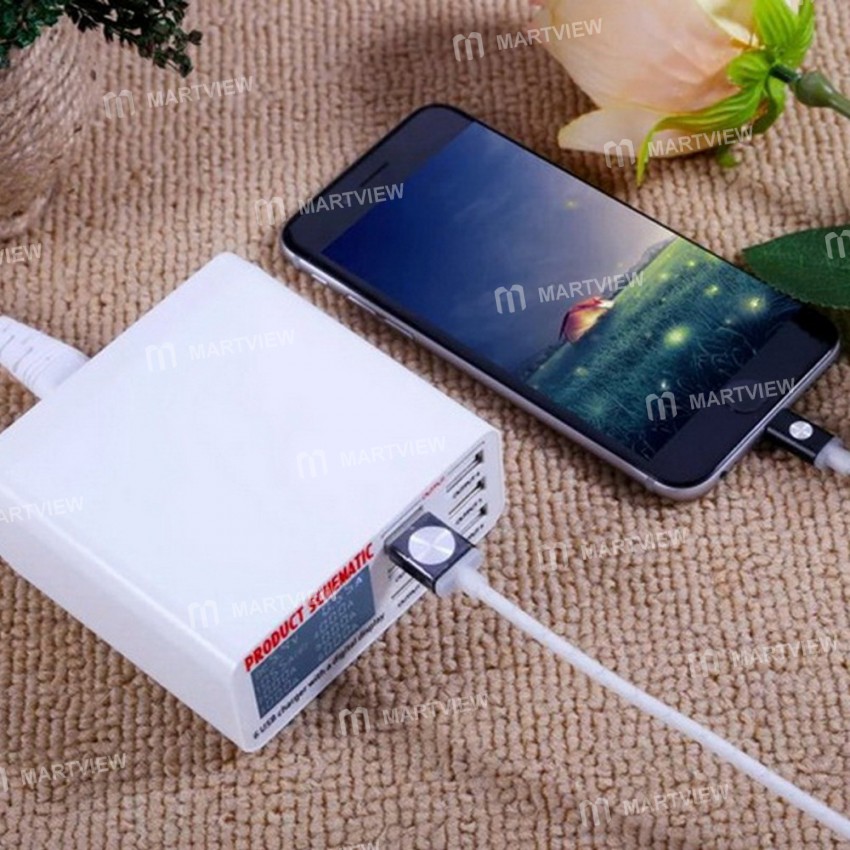 Multi-function 9A 5V 100-240V 6 Port USB Fast Charger Quick Charging Station With LCD Display for iP