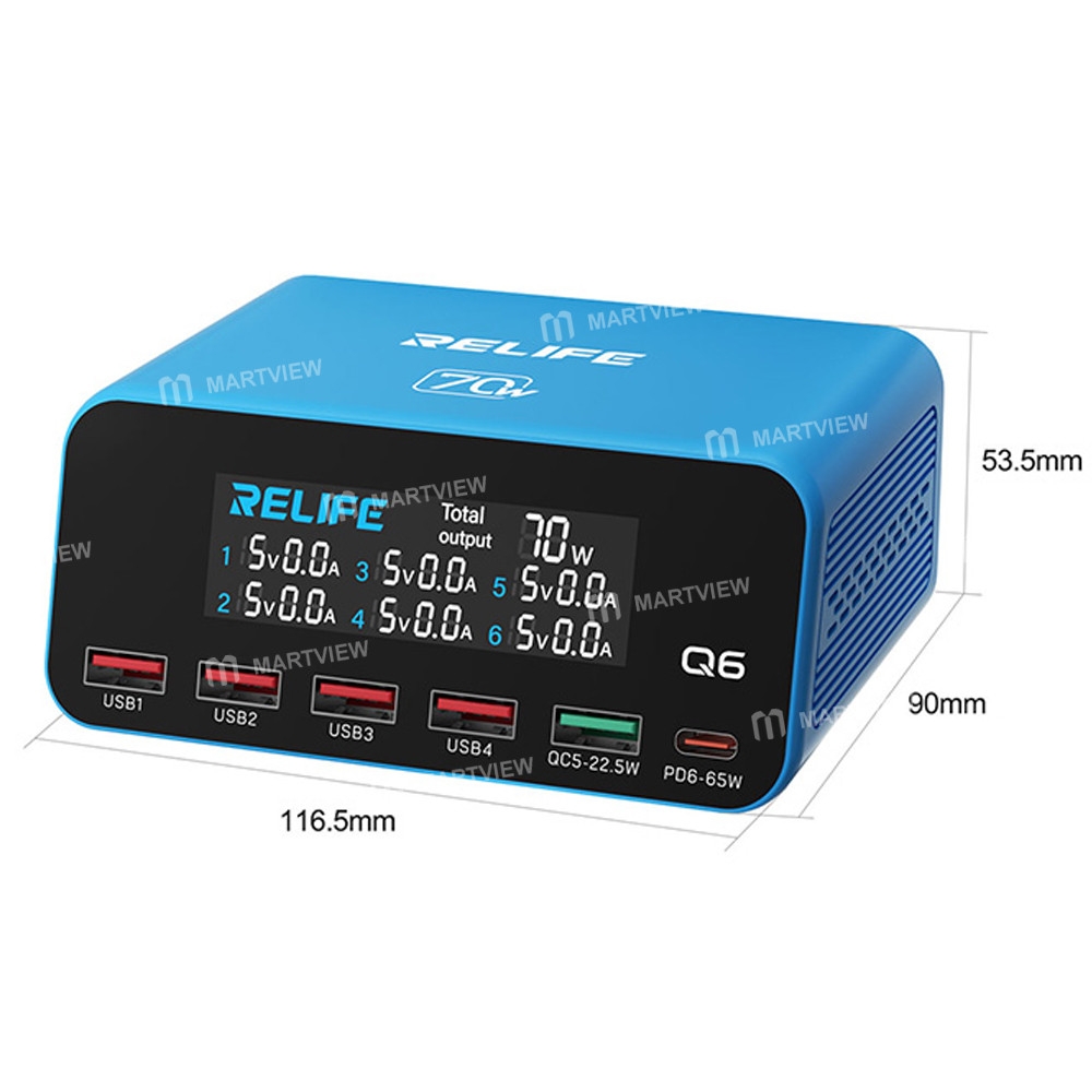 relife q6-70w-intelligent-multi-port-digital-display-charger-up-to-65w-single-port-output-4