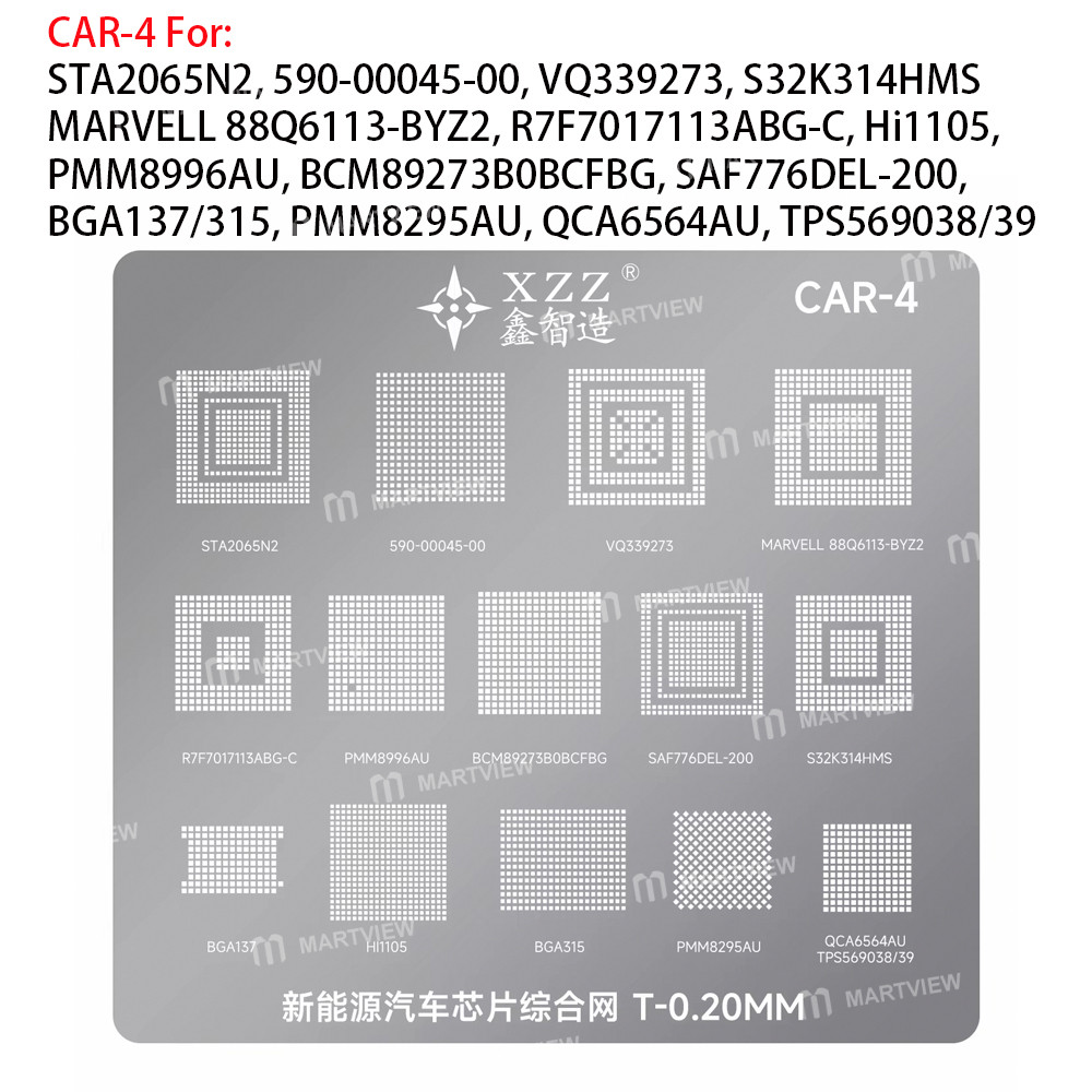 xzz car-series-new-energy-vehicles-ic-chips-comprehensive-bga-reballing-stencil-set-5