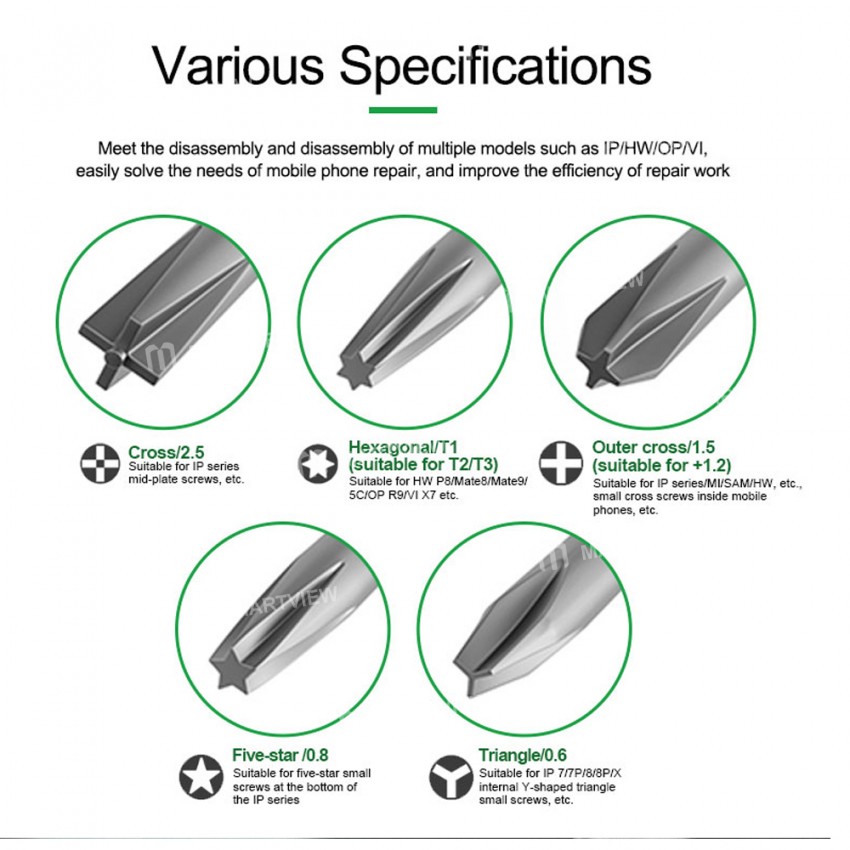 Relife RL-728 2D Strong Magnetic Extra Hard Anti-slip Screwdriver for Phone Repair