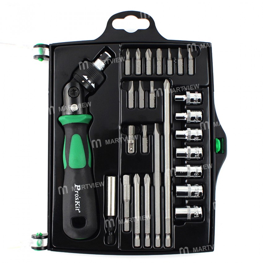 Pro'sKit SD-2314M 25-in-1 Multiple Angle Adjustment Ratchet Magnetic Screwdriver Sockets Set