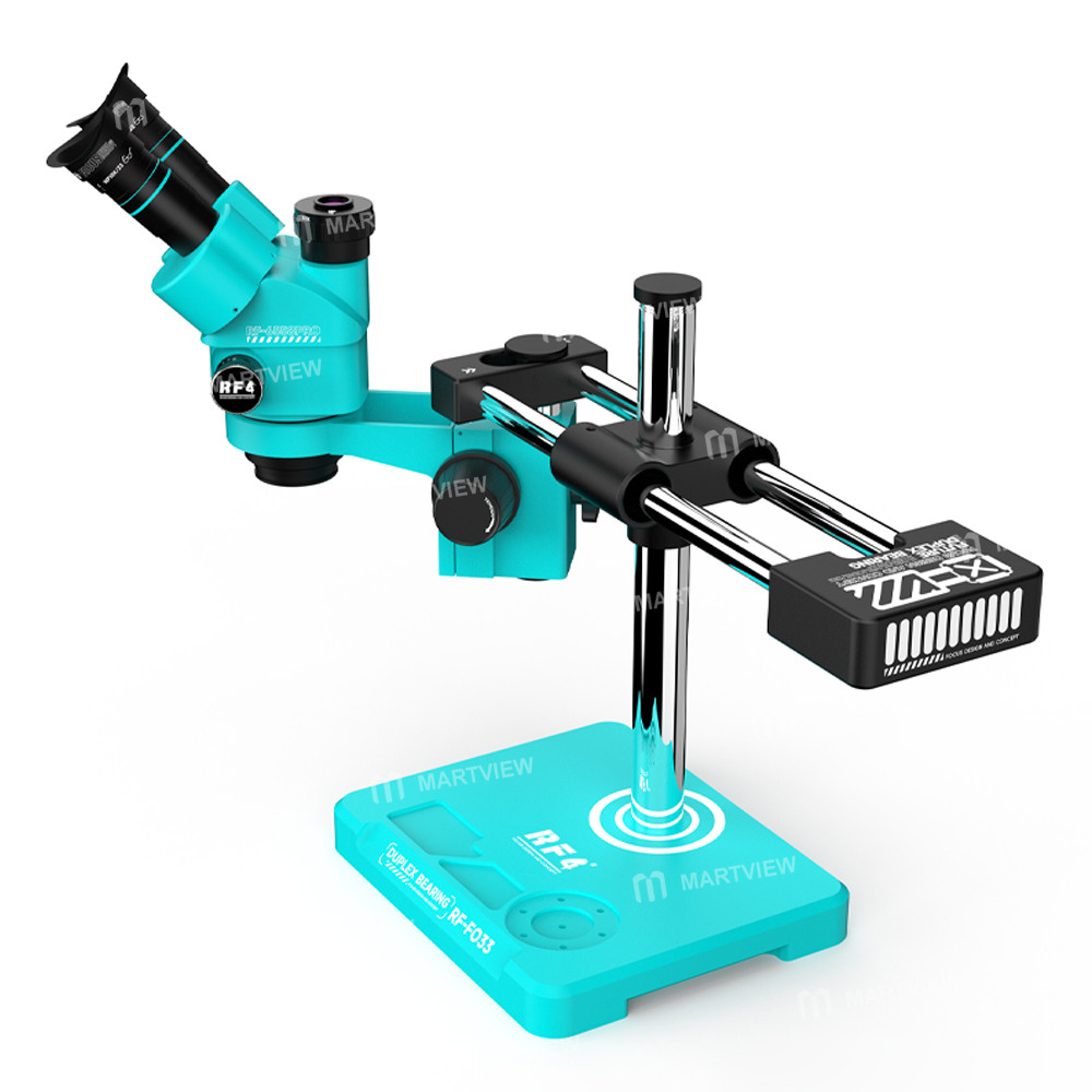 rf4 rf-6558pro-fo33-65-58x-trinocular-stereo-microscope-with-fo33-dual-axis-swing-arm-stand-repair-b