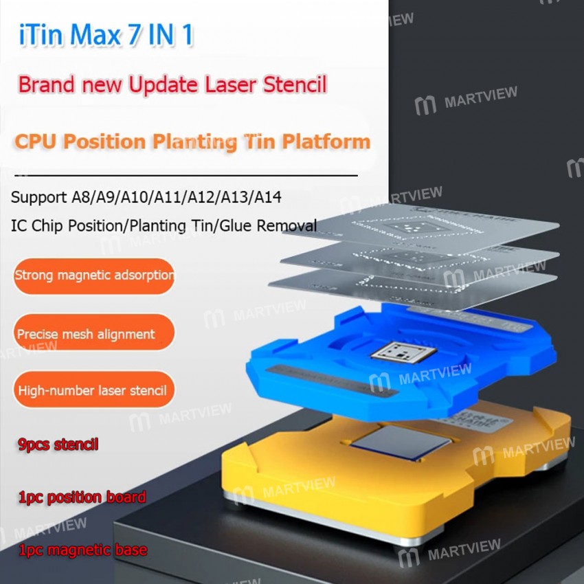 Mechanic 7-in-1 0.12mm iTin BGA Reballing Stencil Platform For iPhone A8 / A9 / A10 / A11 / A12 / A1