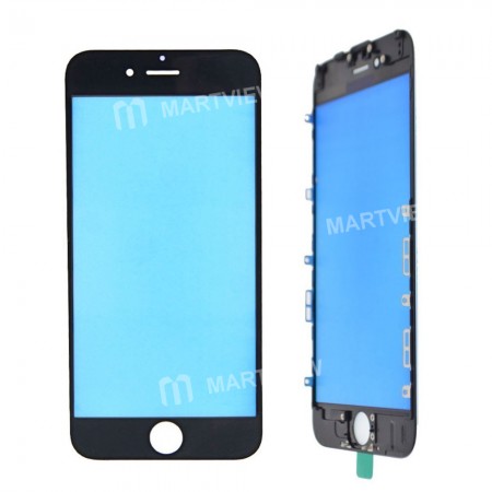 Replacement touch screen digitizer outer glass lens with bezel frame pre assembled for iPhone 6 plus black