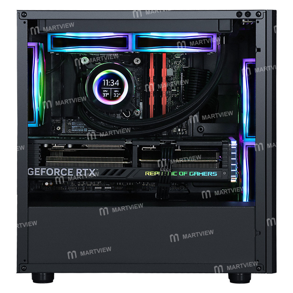 sama honey-badger-m2-mesh-side-panel-glass-desktop-m-atx-computer-case-supports-240-aio-water-coolin