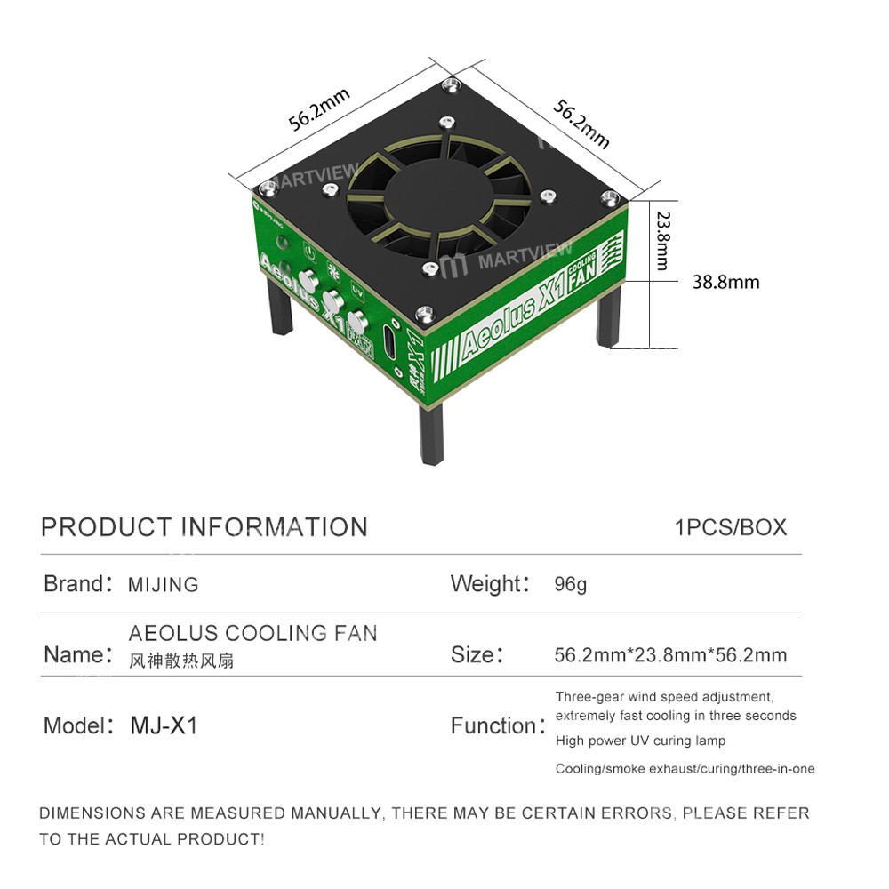 mijing aeolus-x1-rechargeable-3-in-1-uv-curing-smoke-exhaust-cooling-fan-for-pcb-repair-6