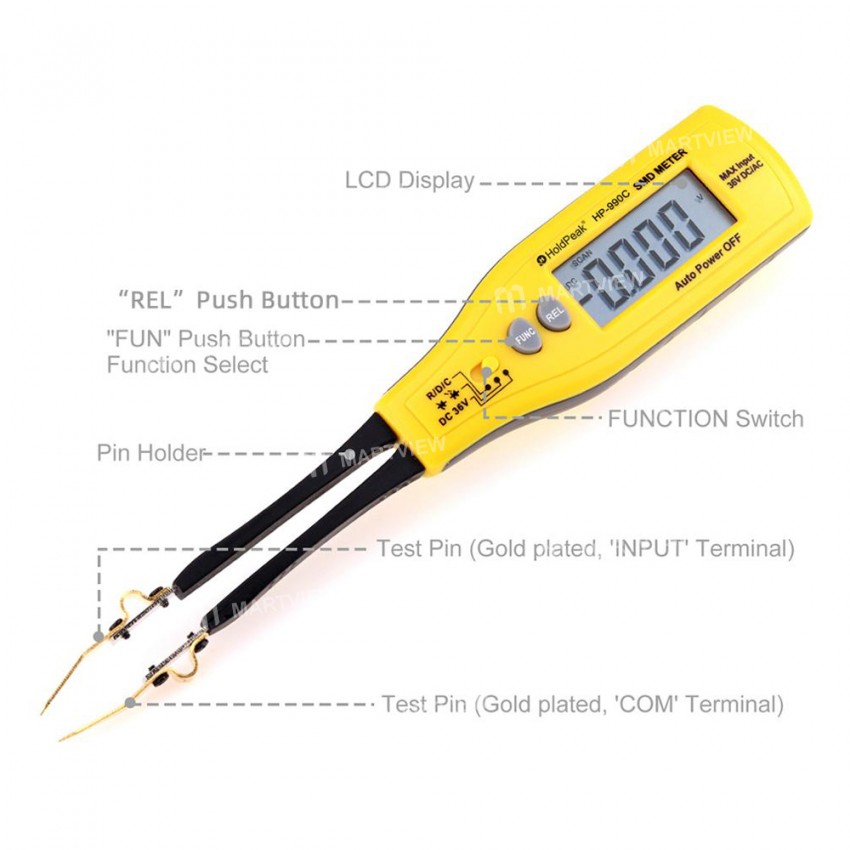 HoldPeak HP-990C High Precision Digital SMD Tester for Capacitance / Resistance / Diode / Battery Te