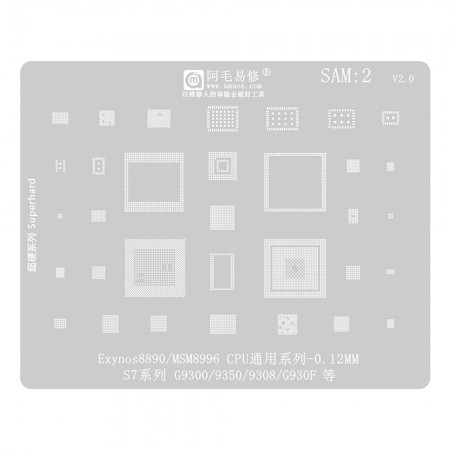 Amaoe SAM2 0.12MM Multi-Function MSM8996 CPU BGA Reballing Stencil Plant Tin Steel Net for Samsung S7 Samsung Galaxy S7