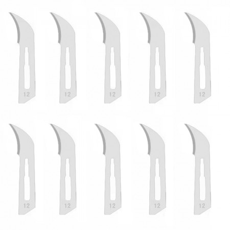 No.12 Carbon Steel Surgical Scalpel Blades for Cutting / Engraving - 10Pcs