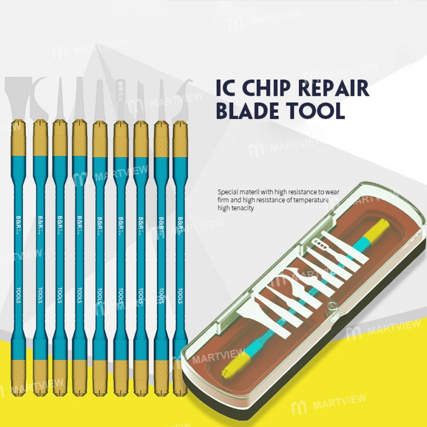 B&R X1019 10-in-1 Mobile Phone Motherboard CPU Chip Remove Glue Rework Knife Set