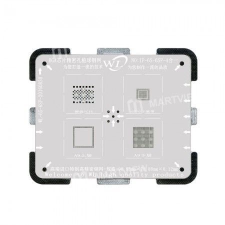 WL High-Quality 4 in 1 NAND / PCIE Baseband CPU Upper and CPU Lower Tin Plate Steel Net BGA Reballing Stencil with Fixed Plate for iPhone 6S / 6S Plus