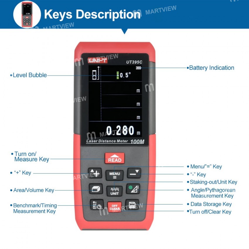 UNI-T UT395C 100M Range Finder Digital Rangefinder Professional Digital Distance Meters USB Measure