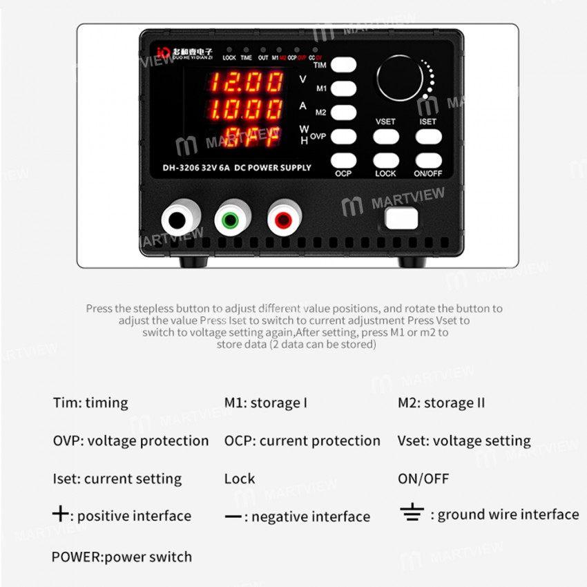 DH-3206 0-6A Programmable Intelligent DC Stabilized Power Supply with Digital Display