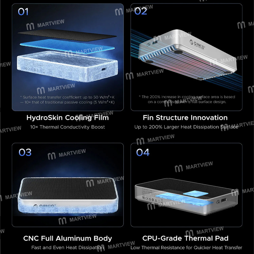 orico x50pro-aluminum-alloy-thunderbolt-5-80gbps-m2-nvme-ssd-enclosure-supports-expansion-up-to-8tb-
