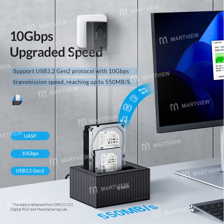 orico 9618c3-type-c-10gbps-singe-bay-hard-disk-docking-station-for-2535-inches-hddssd-4