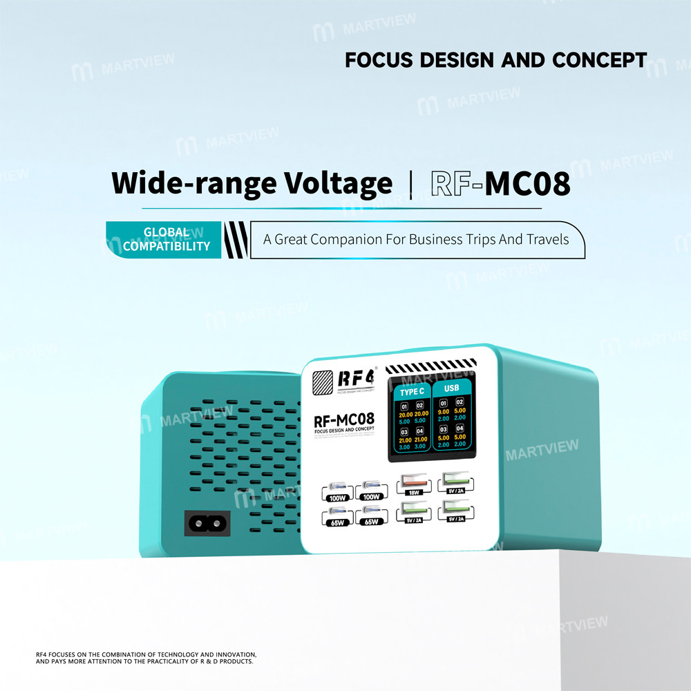 rf4 rf-mc08-150w-smart-full-color-lcd-display-multi-port-charger-for-mobile-phone-laptop-charging-10