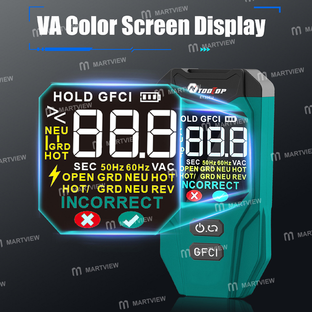 tooltop et32-smart-ai-mode-digital-circuit-breaker-finder-gfci-outlet-tester-with-ncv-function-7