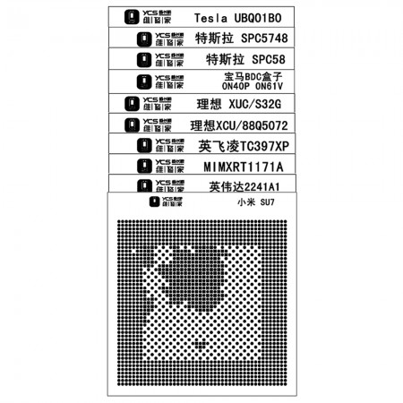 YCS New Energy Vehicle Motherboard Chips Green Oil BGA Reballing Stencil for Xiaomi / Tesla / Leading Ideal Car