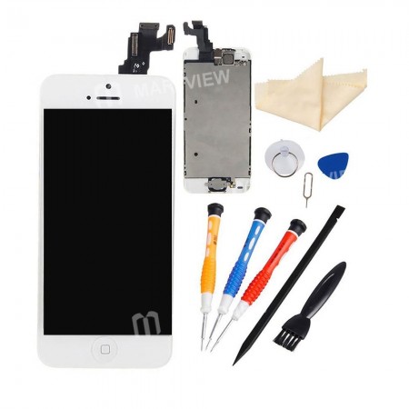 Replacement iPhone 5c LCD with spareparts home button earphone camera etc black