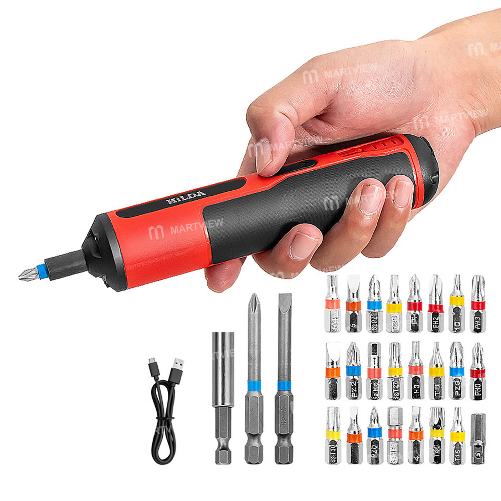 hilda multifunction-rechargeable-4v-cordless-electric-screwdriver-with-27pcs-screwdriver-bits-6
