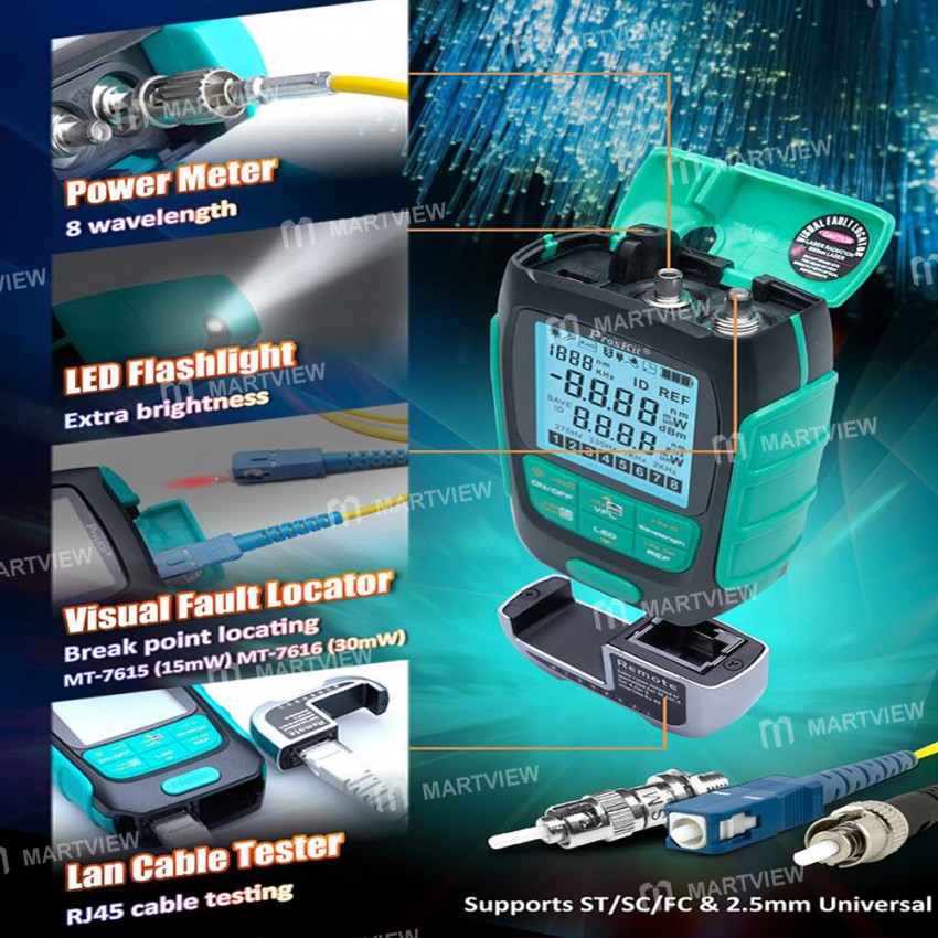 Pro'sKit MT-7615 / MT-7616 4-in-1 Multifunction Fiber Optic Laser Power Multimeter