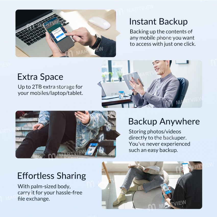 Orico BA2110 2TB Capacity 5Gbps SATA to Type-C Port Backuper can One-touch Backup/Delete Backup