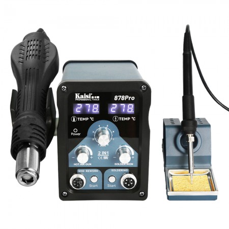 Kaisi 878Pro 2-in-1 Smart Sleep Lead-free Digital Display Hot Air Gun Soldering Iron Station