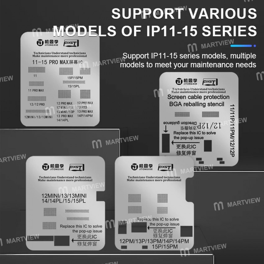 fixst jtx-lcd-screen-ic-flex-cable-protection-stencil-set-for-iphone-11-to-15pro-max-5