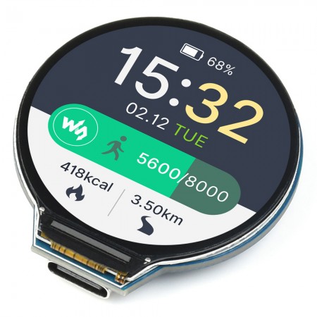 Raspberry Pi RP2040 Type-C Sensor Module Onboard 1.28-inch Round LCD Display Screen